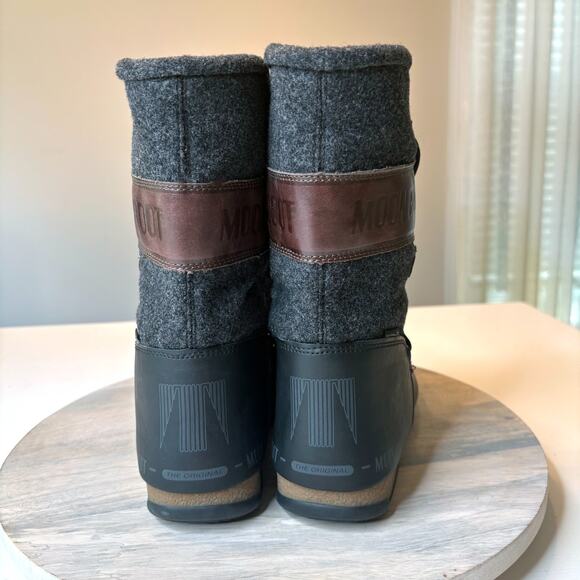 Vintage Moon Boot Icon Lace-Up Snow Winter Ski Boots EU 41 US 8.5 Black Nylon - Picture 7 of 12